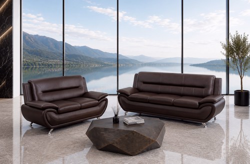 New brown leather gel 2pc - 2pc, sofa